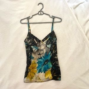 Dolce & Gabbana Floral Tank Top with Black Lace